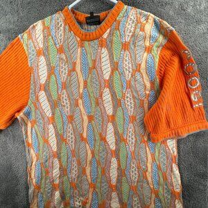 COOGI Australia Authentic Knit Sweater Men Orange Short Sleeve 2X Big Adult Crew